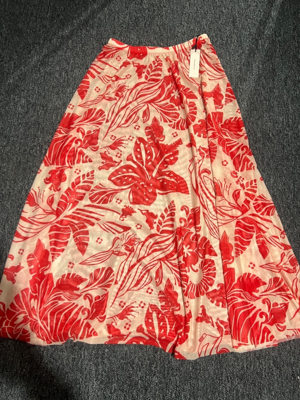 NWT COMMENSE 3 piece beach vacation Red Floral Bikini Set Maxi Skirt high waist - Picture 7 of 15